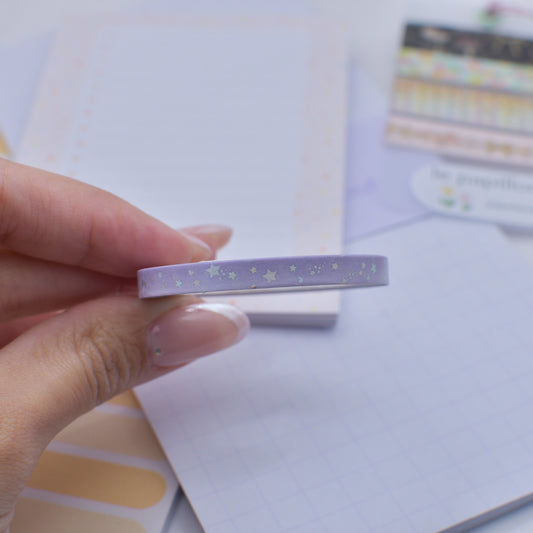 Amostra de Washi Tape - Simply Gilded 5 mm - Shooting Stars Purple