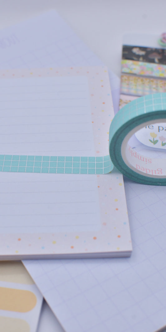 Amostra de Washi Tape - Simply Gilded 10 mm - Robin's Egg Glitter Grid