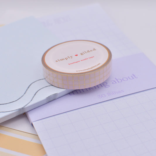 Amostra de Washi Tape - Simply Gilded 10 mm - Pink Glitter Grid
