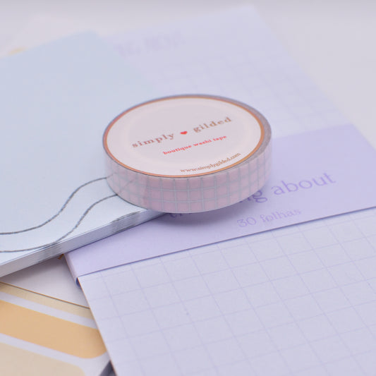 Amostra de Washi Tape - Simply Gilded 10 mm - Rainy Pink Glitter Grid