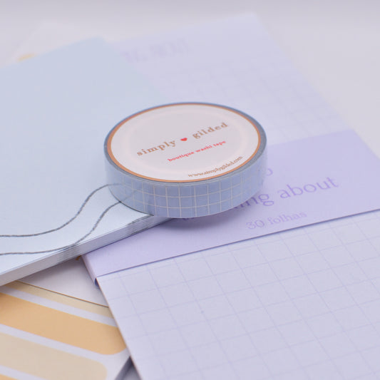 Amostra de Washi Tape - Simply Gilded 10 mm - Rainy Blue Glitter Grid