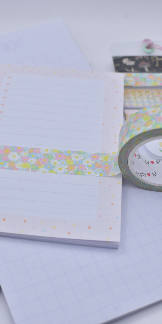 Amostra de Washi Tape - Simply Gilded 15 mm - Spring Ducks Floral Pattern