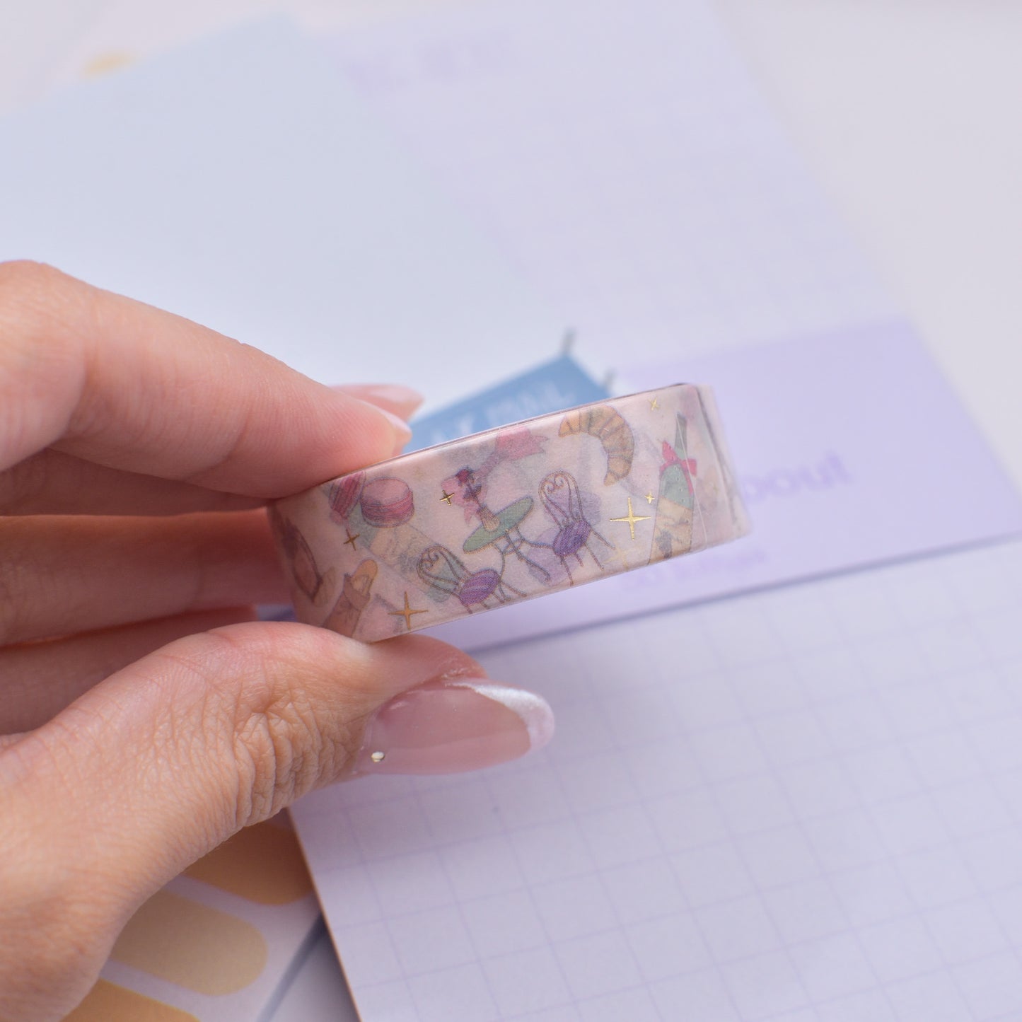 Amostra de Washi Tape - Simply Gilded 15 mm - Froufrou Spring Pattern