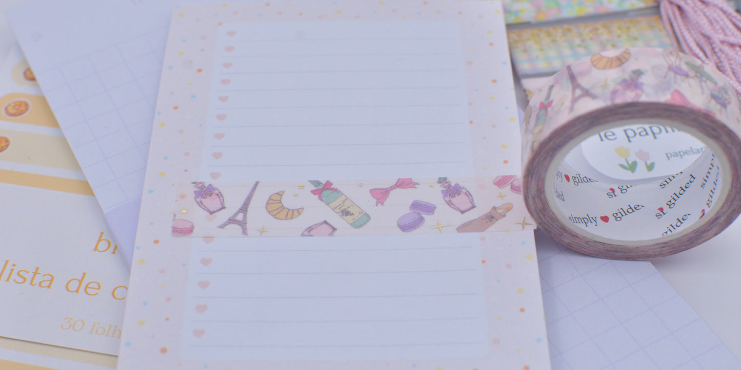 Amostra de Washi Tape - Simply Gilded 15 mm - Froufrou Spring Pattern