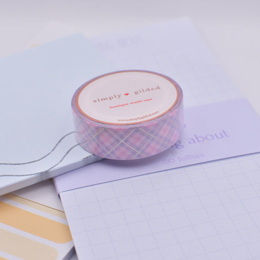 Amostra de Washi Tape - Simply Gilded 15 mm - Cotton candy Plaid Pink