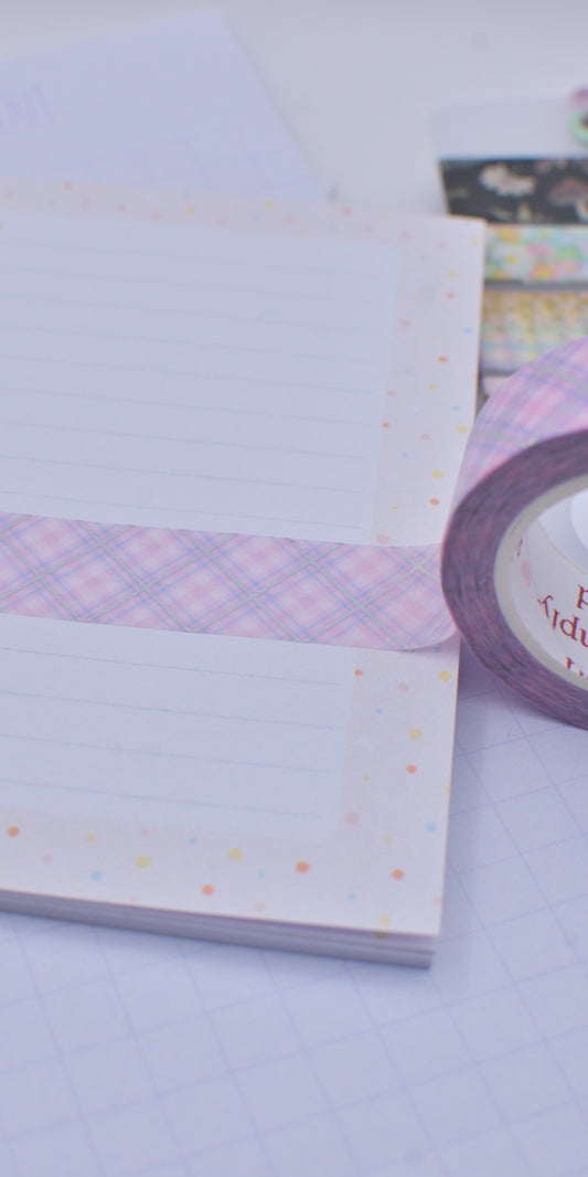 Amostra de Washi Tape - Simply Gilded 15 mm - Cotton candy Plaid Pink