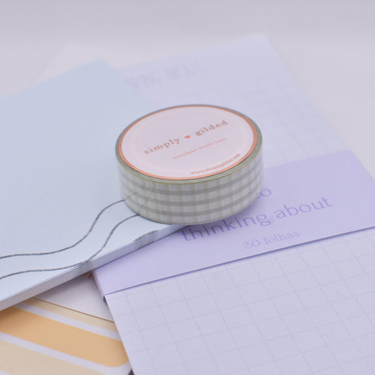 Amostra de Washi Tape - Simply Gilded 15 mm - Strawberry Jam Green Gingham