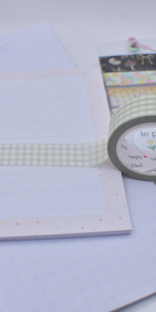 Amostra de Washi Tape - Simply Gilded 15 mm - Strawberry Jam Green Gingham