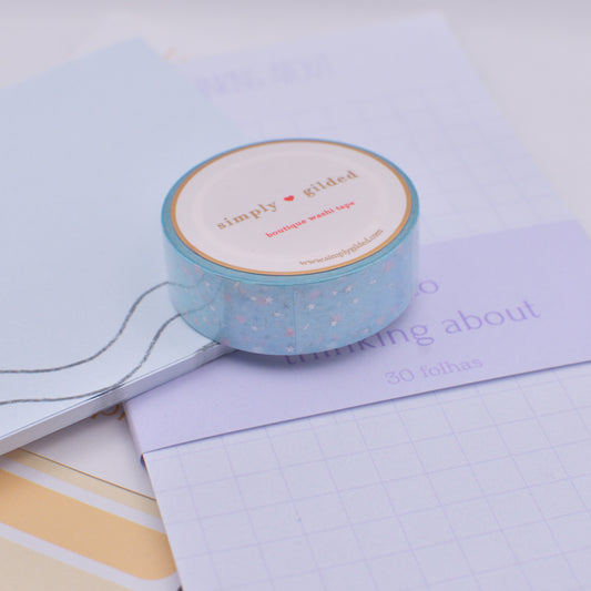 Amostra de Washi Tape - Simply Gilded 15 mm - Robins Egg Birthday Confetti