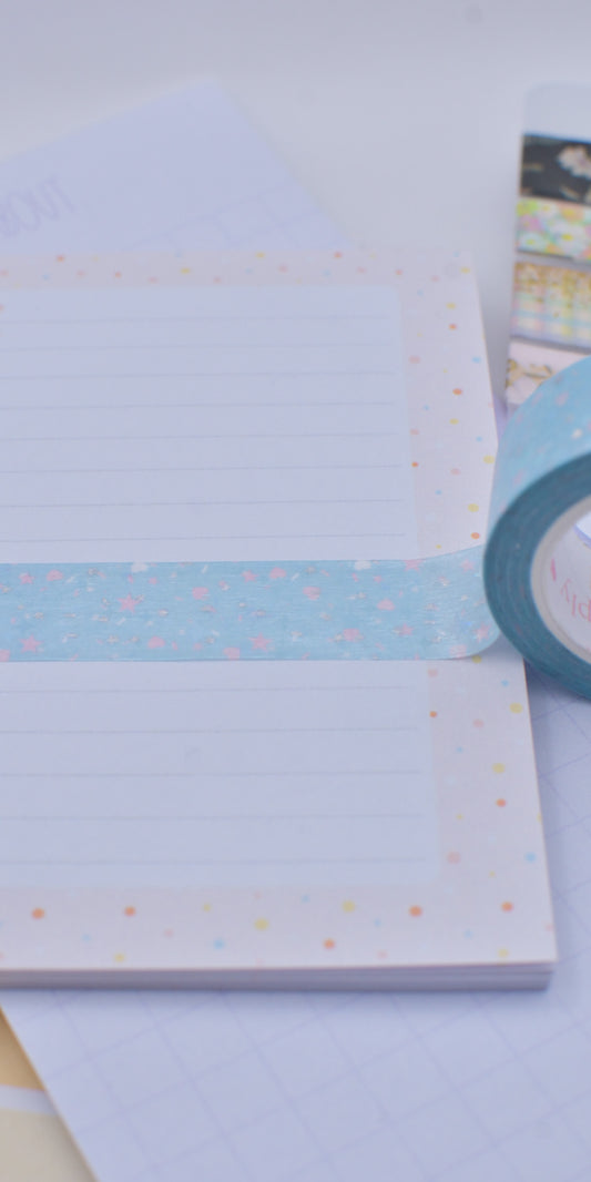 Amostra de Washi Tape - Simply Gilded 15 mm - Robins Egg Birthday Confetti