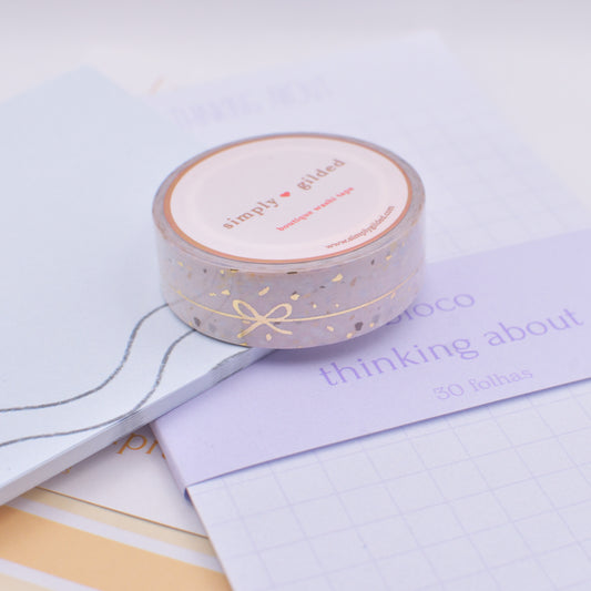 Amostra de Washi Tape - Simply Gilded 15 mm - Pink Terrazzo Simple Line Bow