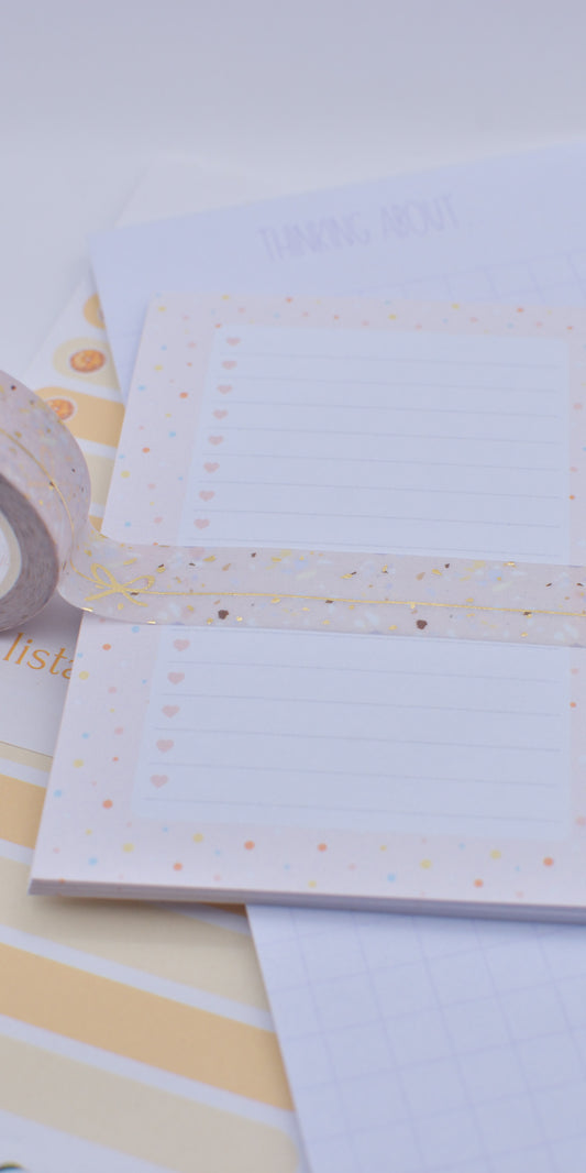 Amostra de Washi Tape - Simply Gilded 15 mm - Pink Terrazzo Simple Line Bow