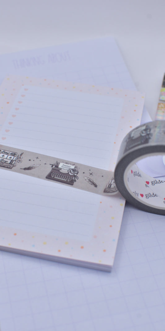 Amostra de Washi Tape - Simply Gilded 15 mm - Poetry 101 Typewriter