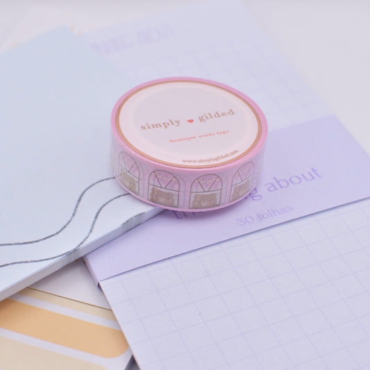 Amostra de Washi Tape - Simply Gilded 15 mm - Window Bear Pink