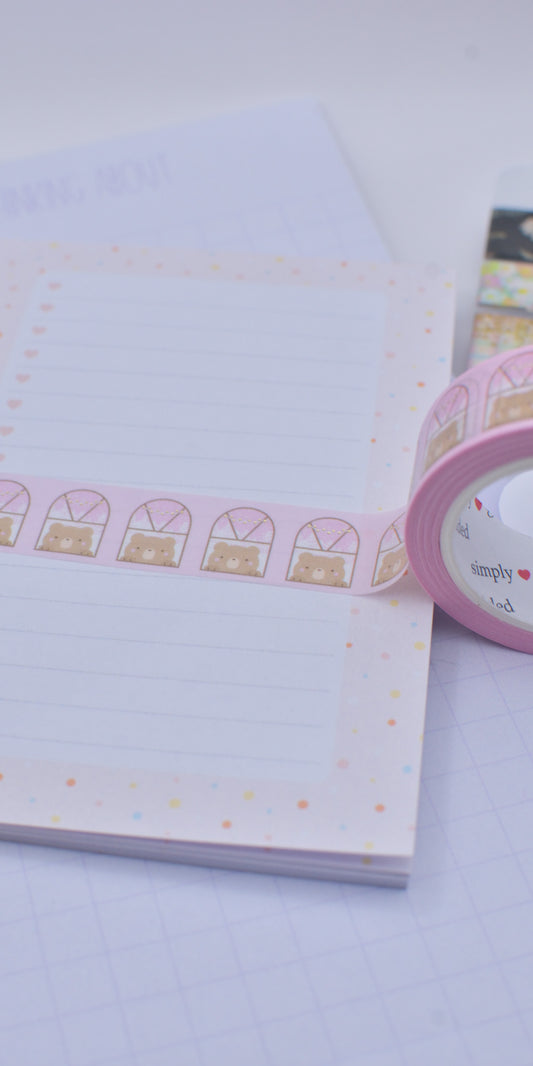 Amostra de Washi Tape - Simply Gilded 15 mm - Window Bear Pink