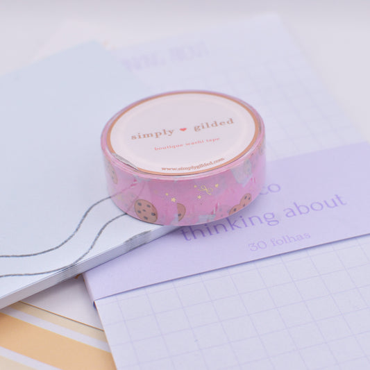 Amostra de Washi Tape - Simply Gilded 15 mm - Cookies and Milk Pink