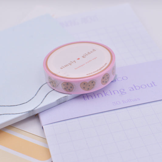 Amostra de Washi Tape - Simply Gilded 10 mm - Heart Cookies Pink