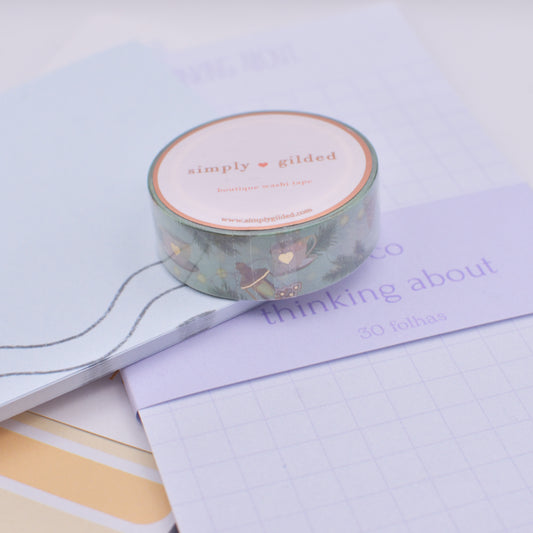 Amostra de washi Tape - Simply Gilded 15 mm - Hearth Cozy Pattern