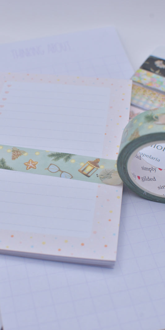 Amostra de washi Tape - Simply Gilded 15 mm - Hearth Cozy Pattern
