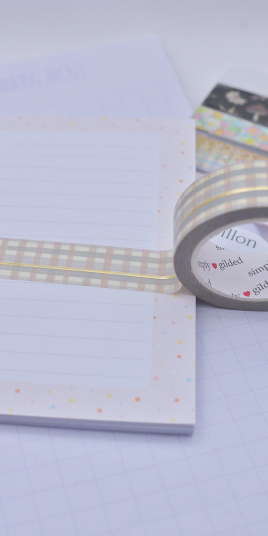 Amostra de Washi Tape - Simply Gilded 15 mm - Hearth Plaid Simple Line