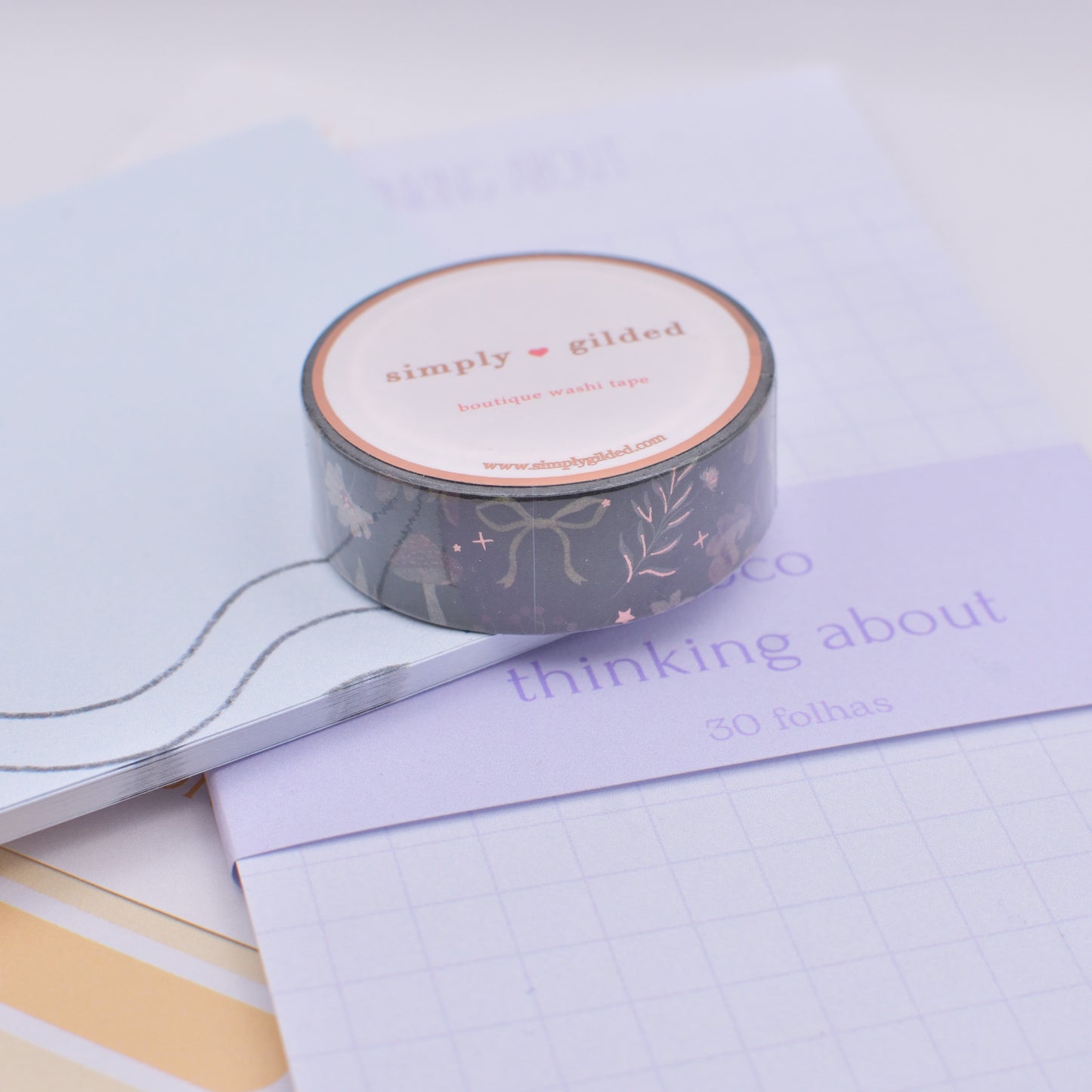Amostra de Washi Tape - Simply Gilded 15 mm - Cozy Chronicles Pattern