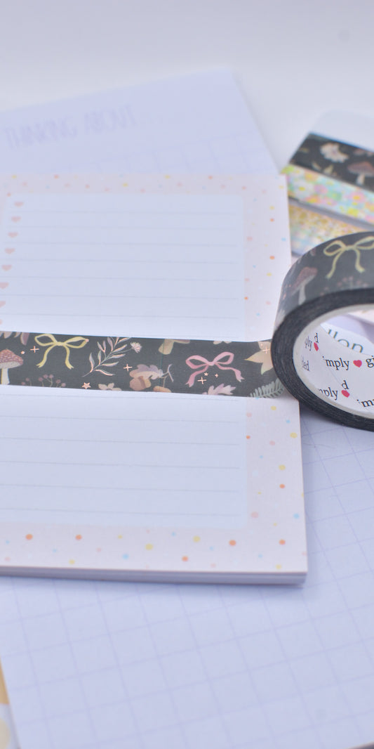 Amostra de Washi Tape - Simply Gilded 15 mm - Cozy Chronicles Pattern
