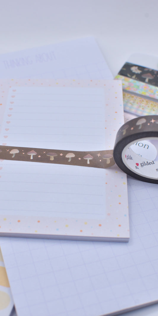Amostra de Washi Tape - Simply Gilded 10 mm - Cozy Chronicles Mushrooms