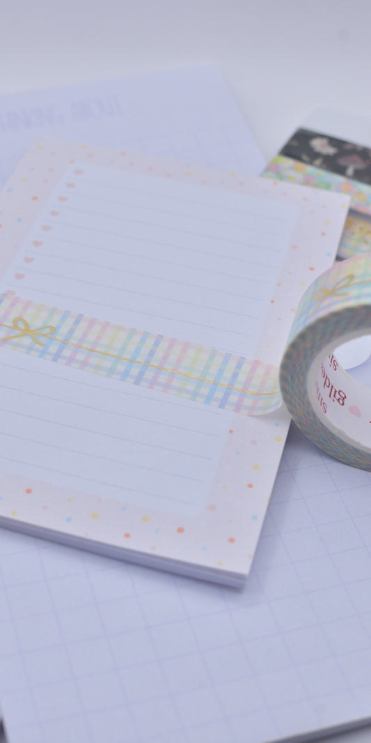 Amostra de Washi Tape - Simply Gilded 15 mm - Rainbow Gingham Simple Bow Line