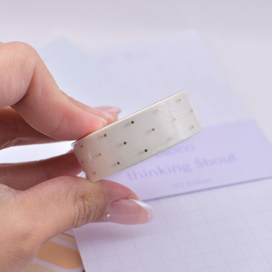 Amostra de Washi Tape - Simply Gilded 15 mm - White Micro Dot