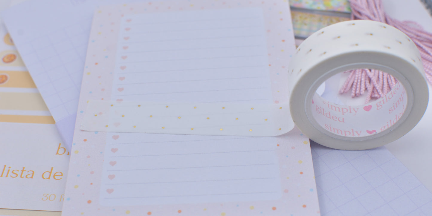 Amostra de Washi Tape - Simply Gilded 15 mm - White Micro Dot