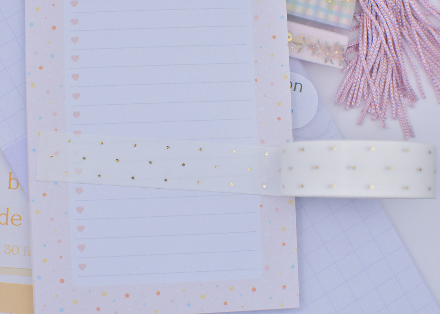 Amostra de Washi Tape - Simply Gilded 15 mm - White Micro Dot