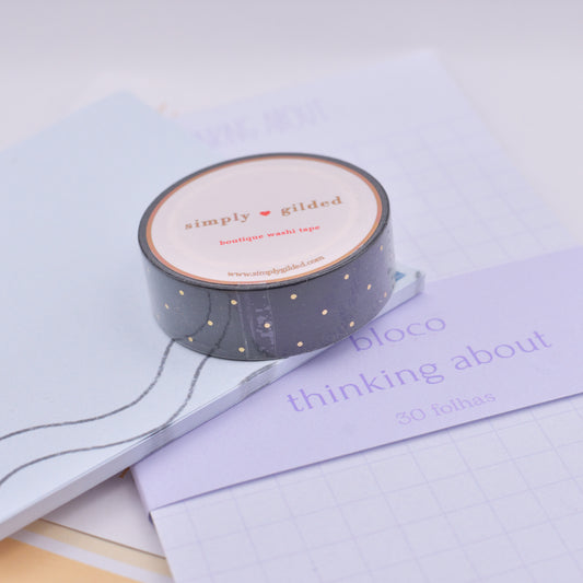 Amostra de Washi Tape - Simply Gilded 15mm - Black Micro Dot