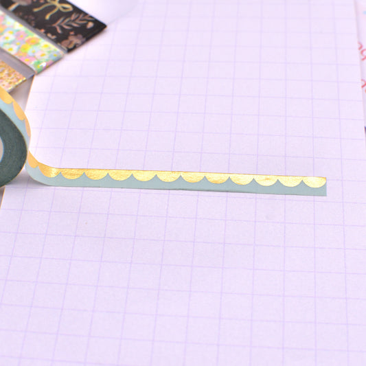 Amostra de Washi Tape - Simply Gilded 7 mm - Onda Dourada Menta