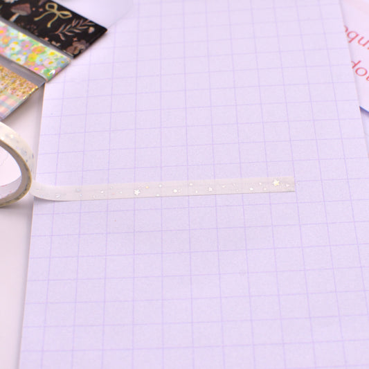 Amostra de Washi Tape - Simply Gilded 5 mm - Estrelas Prata