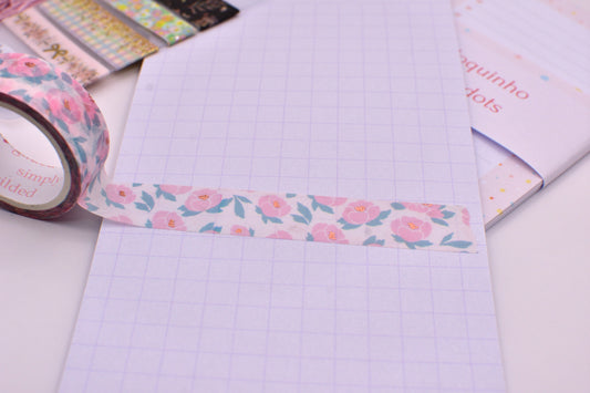 Amostra de Washi Tape - Simply Gilded 15 mm - Flores