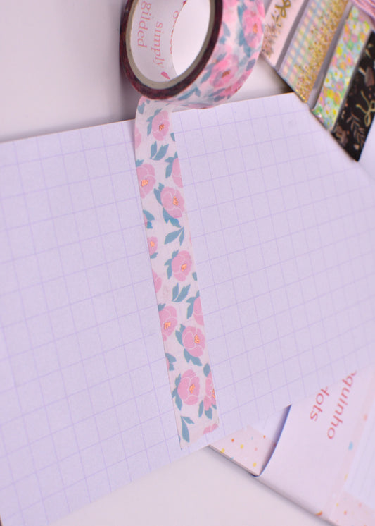 Amostra de Washi Tape - Simply Gilded 15 mm - Flores