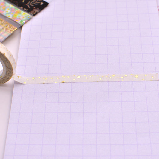 Amostra de Washi Tape - Simply Gilded 5 mm - Estrelas Douradas
