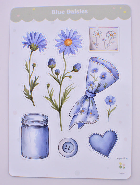 Cartela de Adesivos Blue Daisies
