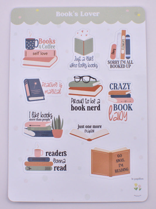 Cartela de Adesivos Book's Lover
