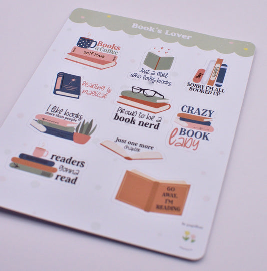 Cartela de Adesivos Book's Lover