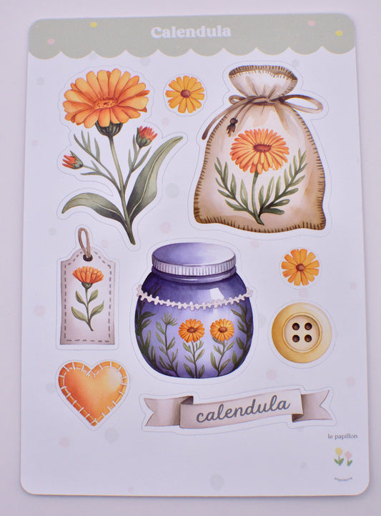 Cartela de Adesivos Calendula