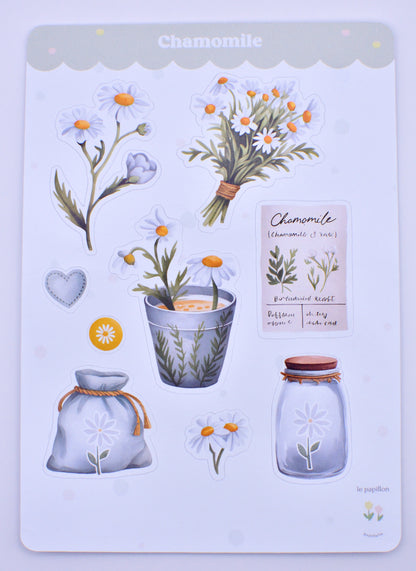 Cartela de Adesivos Chamomile