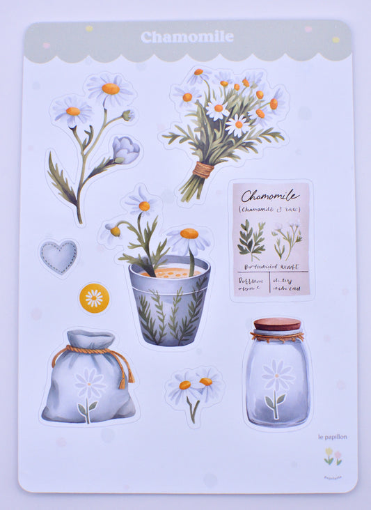 Cartela de Adesivos Chamomile