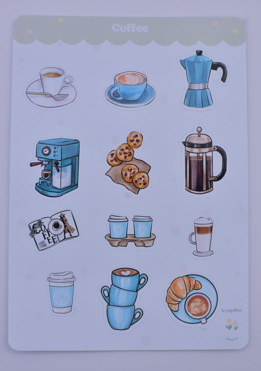 Cartela de Adesivos Coffee