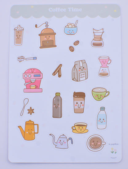 Cartela de Adesivos Coffee Time