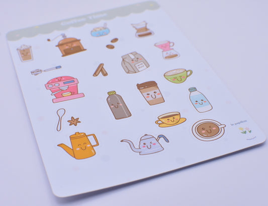 Cartela de Adesivos Coffee Time