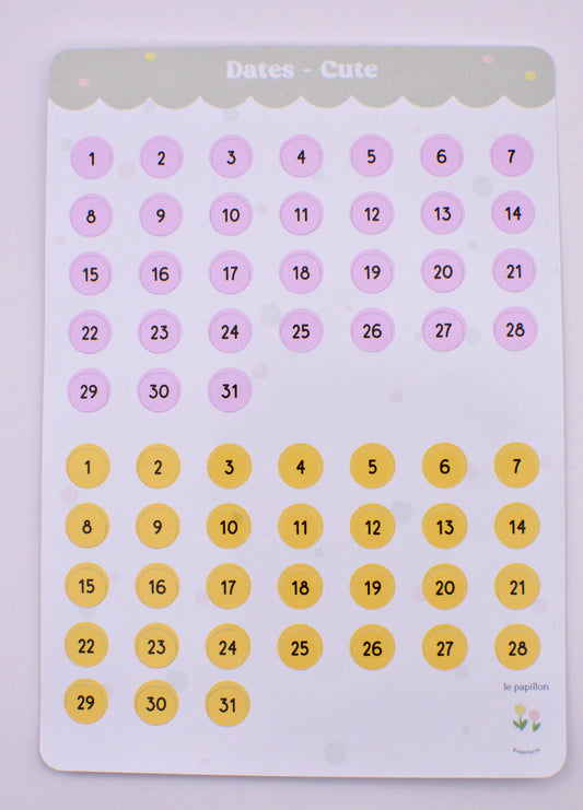 Cartela de Adesivos Datas Cute
