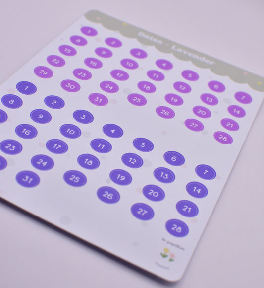 Cartela de Adesivos Datas Lavender
