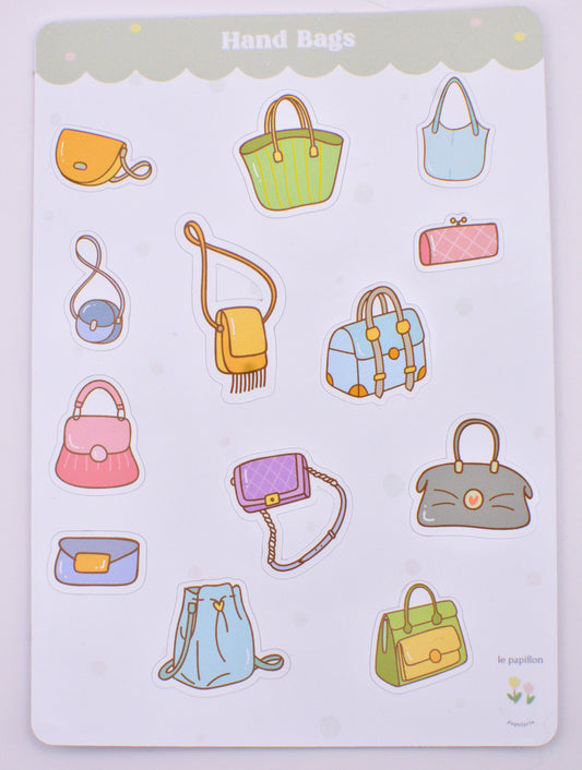 Cartela de Adesivos Hand Bags