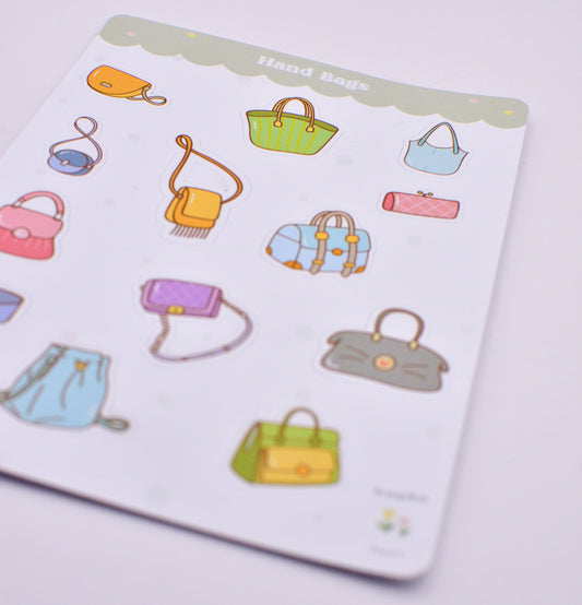 Cartela de Adesivos Hand Bags